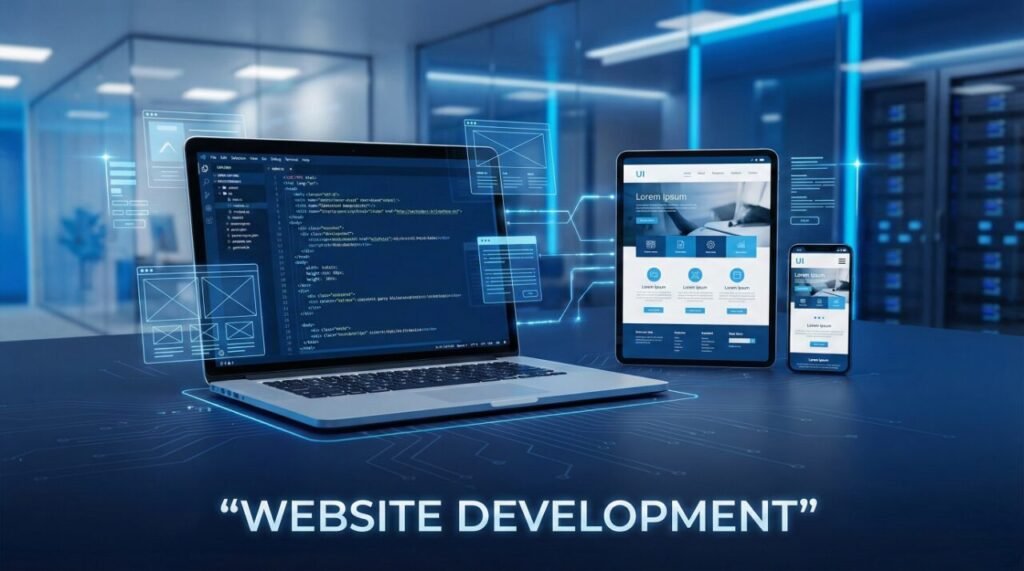 Website development services featuring responsive web design, modern UI, and professional business websites