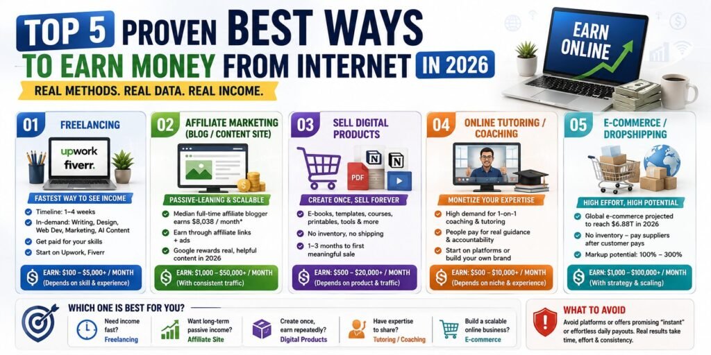 Top 5 Proven Best Ways to Earn Money from Internet in 2026